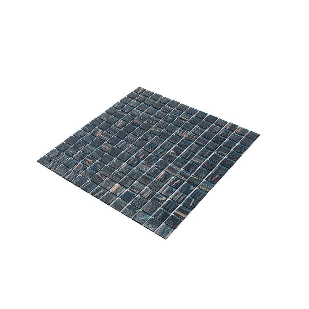 Aegean Blue with Gold Swirls Mixed Squares Glass Pool Tile | Tile Club