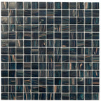 Aegean Blue with Gold Swirls Mixed Squares Glass Pool Tile | Tile Club