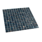Aegean Blue with Gold Swirls Mixed Squares Glass Pool Tile | Tile Club