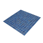 Azure Blue with Gold Swirls Mixed Squares Glass Pool Tile | Tile Club