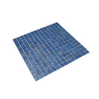 Azure Blue with Gold Swirls Mixed Squares Glass Pool Tile | Tile Club