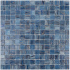 Cape Cod Blue Mixed Swirls Squares Glass Pool Tile | Tile Club