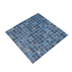 Cape Cod Blue Mixed Swirls Squares Glass Pool Tile | Tile Club