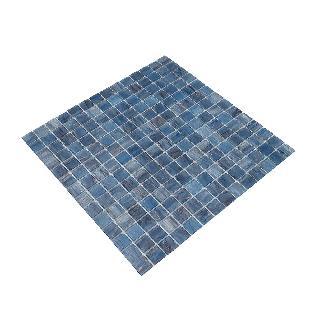 Cape Cod Blue Mixed Swirls Squares Glass Pool Tile | Tile Club