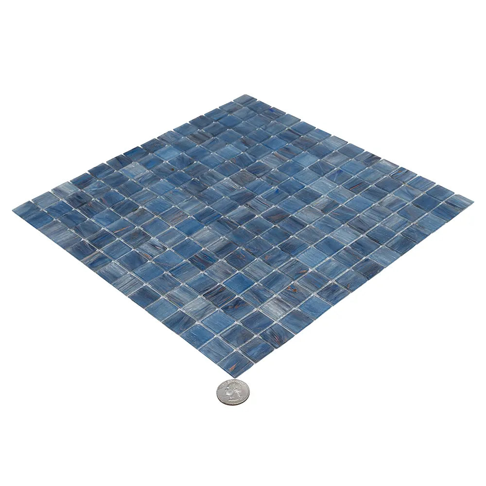 Cape Cod Blue Mixed Swirls Squares Glass Pool Tile | Tile Club