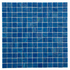 Brushed Sapphire Blue Squares Glass Pool Tile | Tile Club