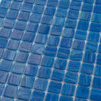 Brushed Sapphire Blue Squares Glass Pool Tile | Tile Club