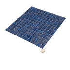 Brushed Navy Blue Squares Glass Pool Tile | Tile Club