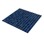 Brushed Navy Blue Squares Glass Pool Tile | Tile Club