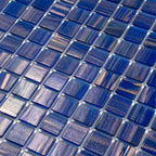 Brushed Navy and Gold Mixed Squares Glass Pool Tile | Tile Club