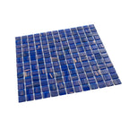 Brushed Navy and Gold Mixed Squares Glass Pool Tile | Tile Club