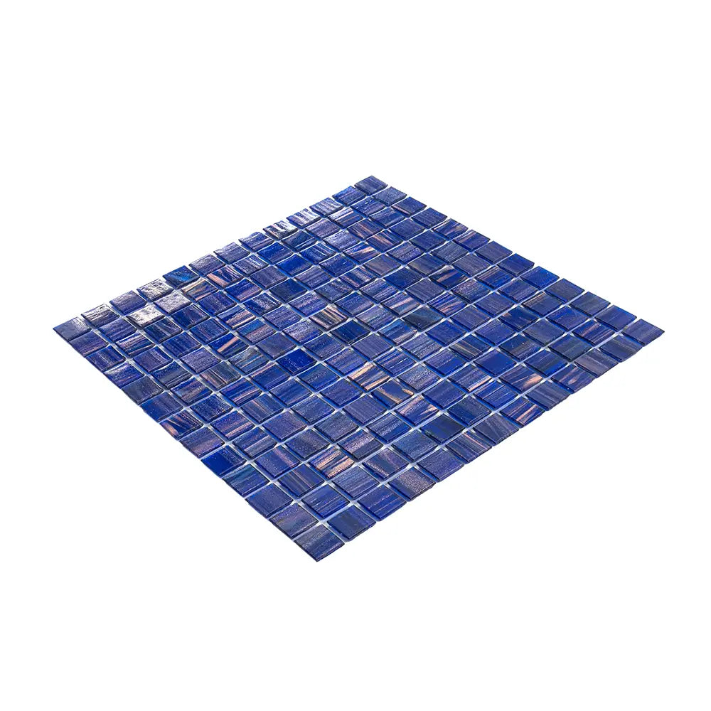 Brushed Navy and Gold Mixed Squares Glass Pool Tile | Tile Club