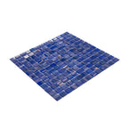 Brushed Navy and Gold Mixed Squares Glass Pool Tile | Tile Club