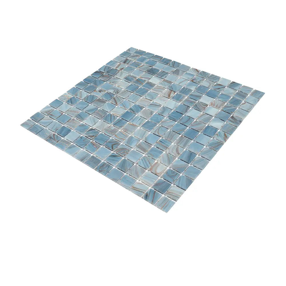 Mixed Cool Tones Glass Squares Pool Tile