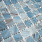 Mixed Cool Tones Glass Squares Pool Tile
