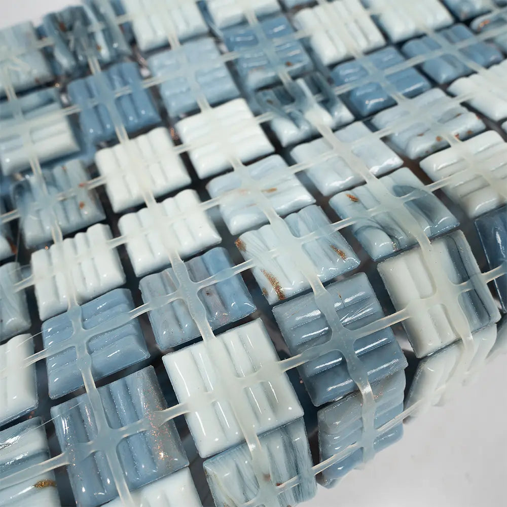 Mixed Cool Tones Glass Squares Pool Tile