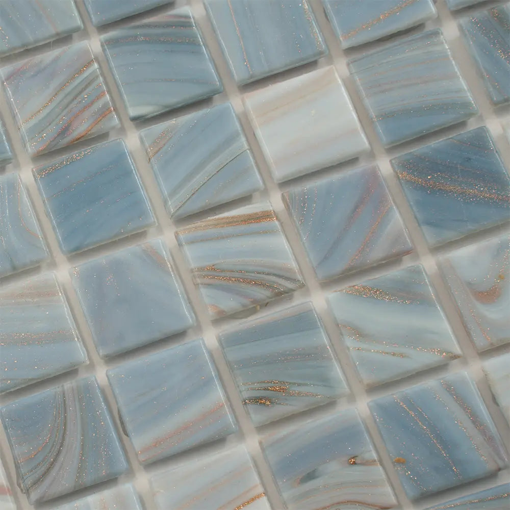 Mixed Cool Tones Glass Squares Pool Tile | Tile Club