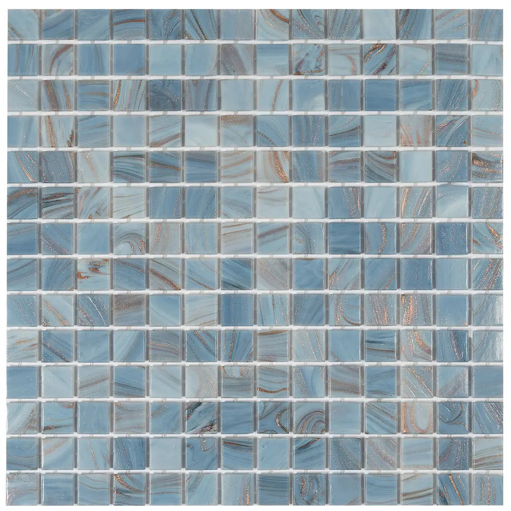 Mixed Cool Tones Glass Squares Pool Tile