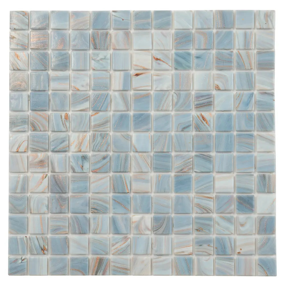 Mixed Cool Tones Glass Squares Pool Tile | Tile Club