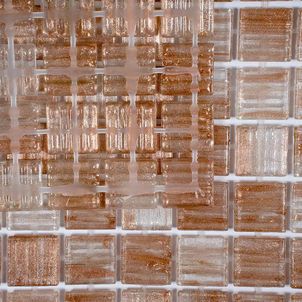 Copper Shimmer Mixed Squares Glass Pool Tile | Tile Club