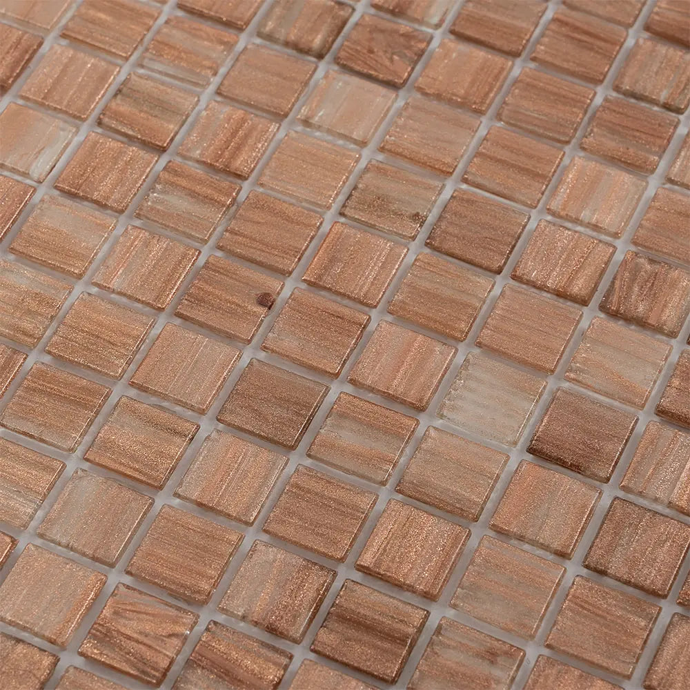 Copper Shimmer Mixed Squares Glass Pool Tile | Tile Club