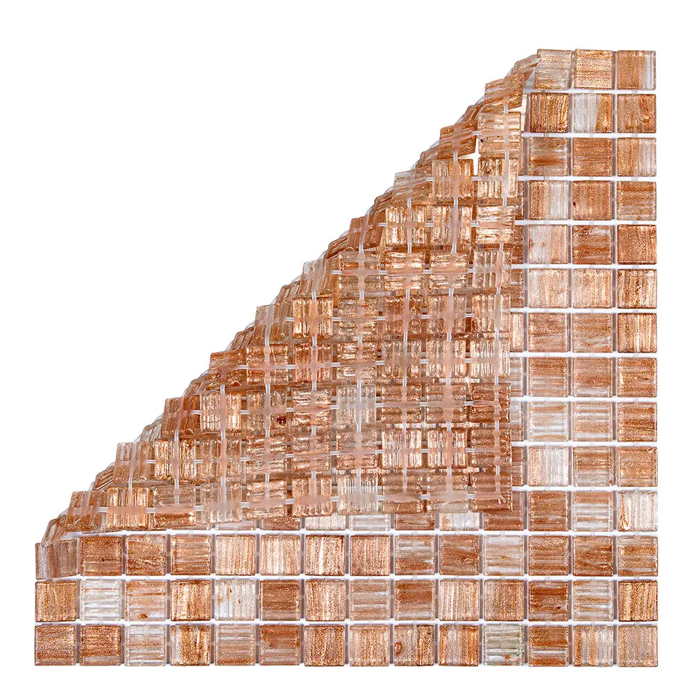 Copper Shimmer Mixed Squares Glass Pool Tile | Tile Club