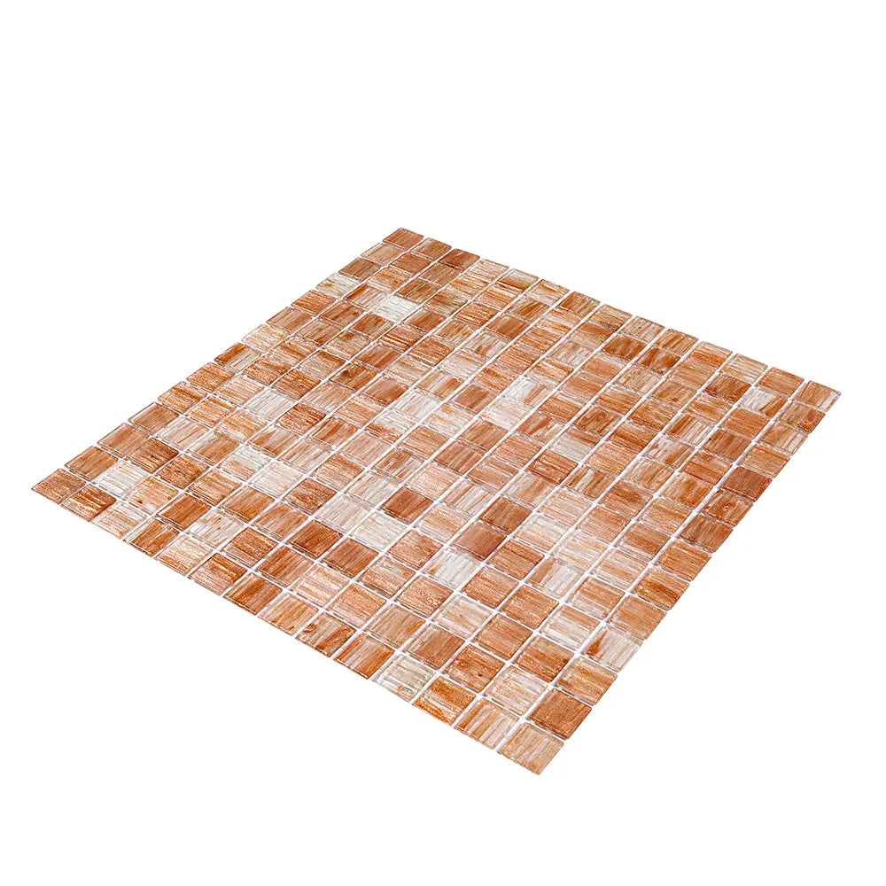 Copper Shimmer Mixed Squares Glass Pool Tile | Tile Club