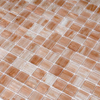 Copper Shimmer Mixed Squares Glass Pool Tile | Tile Club