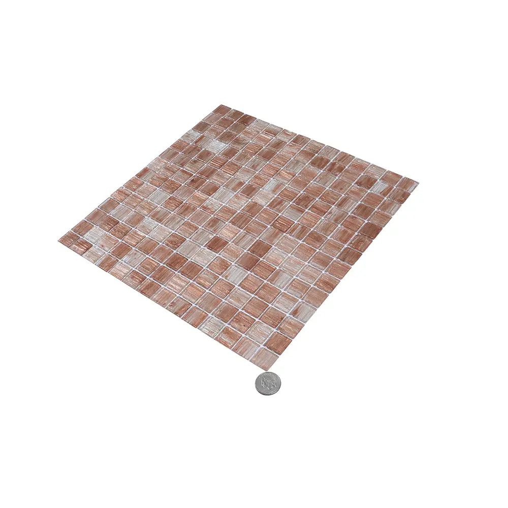 Copper Shimmer Mixed Squares Glass Pool Tile | Tile Club