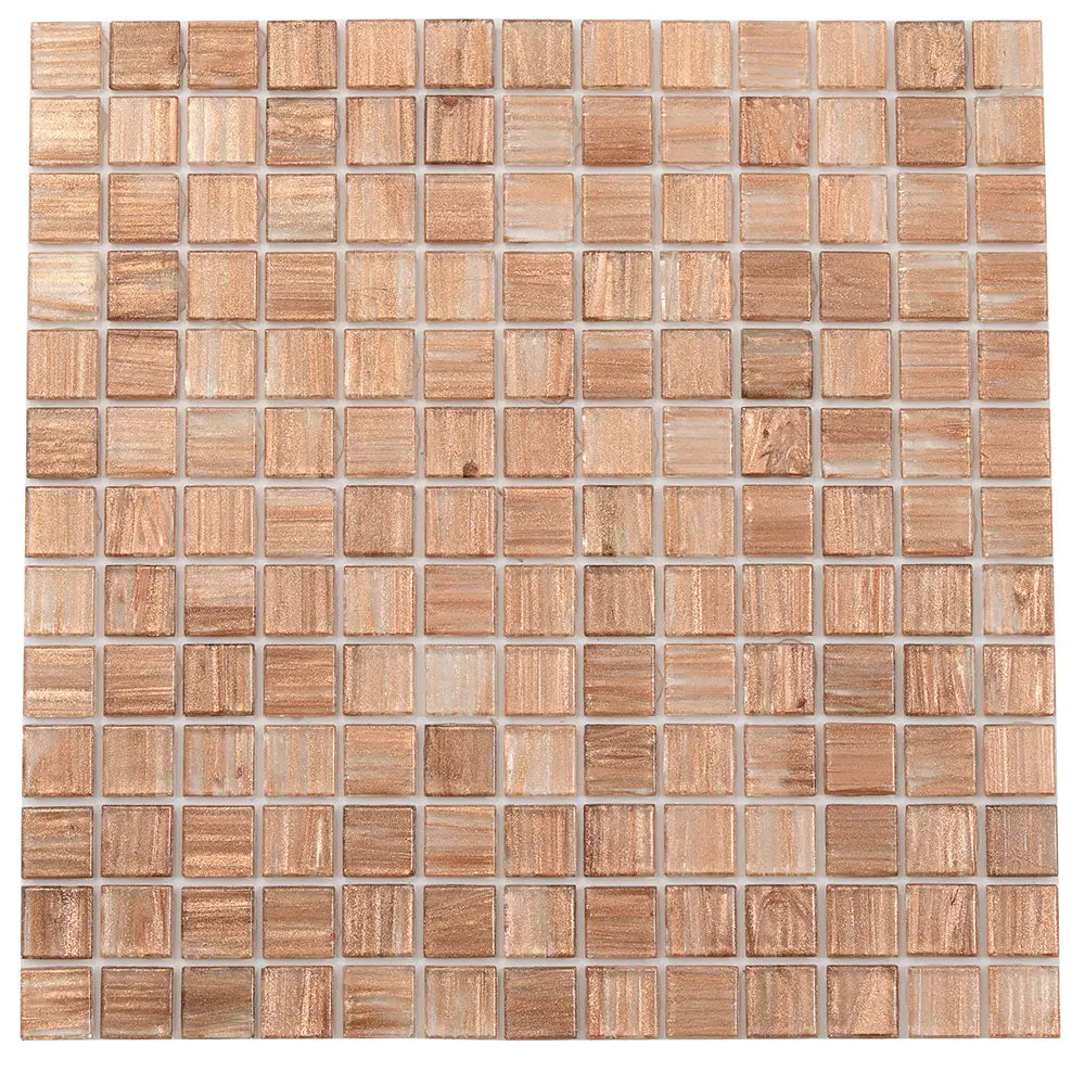 Copper Shimmer Mixed Squares Glass Pool Tile | Tile Club