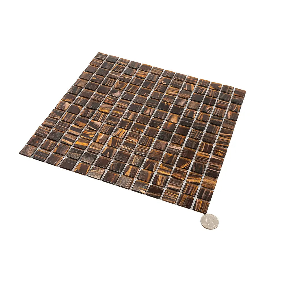 Tiger's Eye Shimmer Mixed Squares Glass Pool Tile | Tile Club