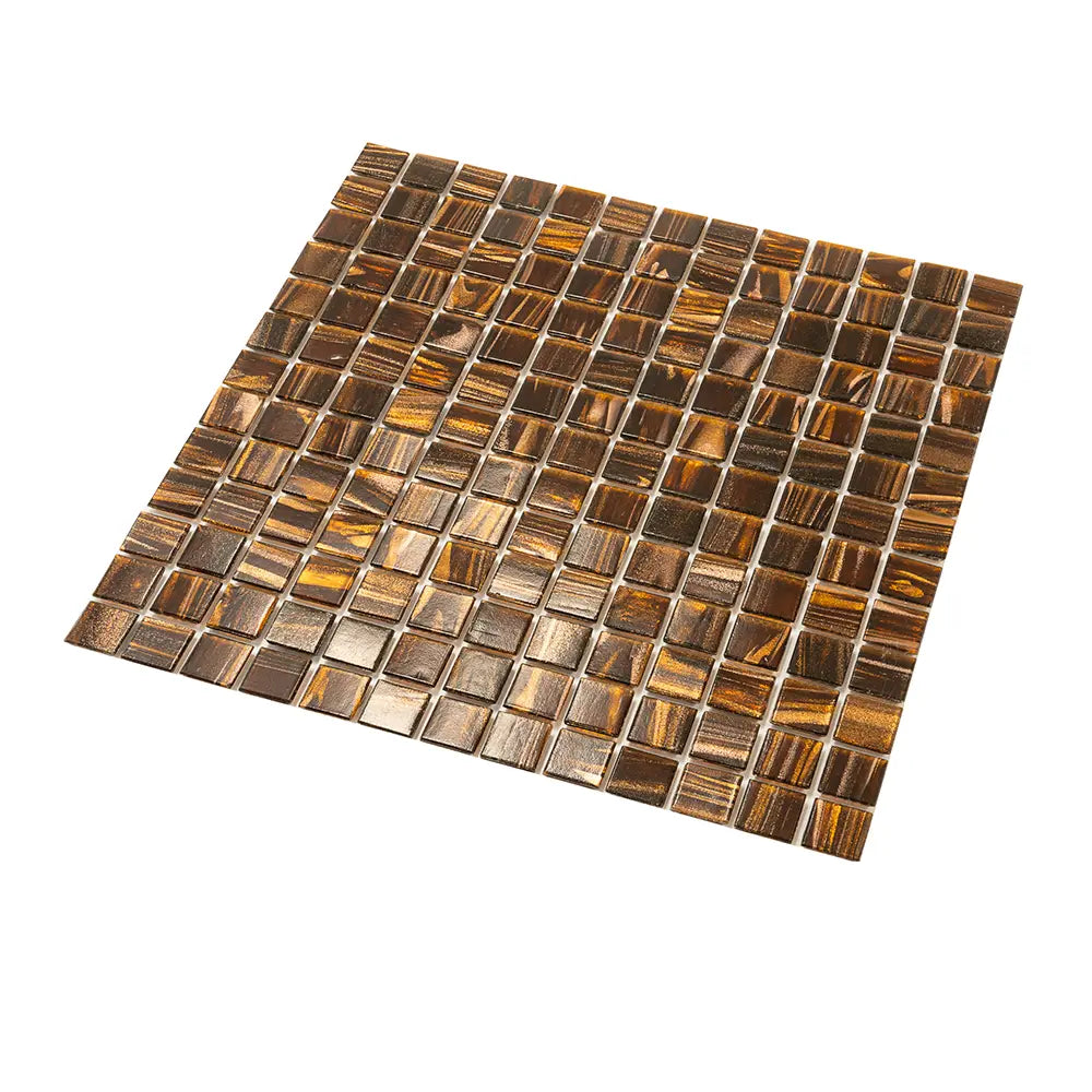Tiger's Eye Shimmer Mixed Squares Glass Pool Tile | Tile Club