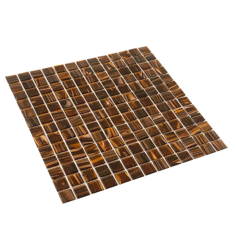 Tiger's Eye Shimmer Mixed Squares Glass Pool Tile | Tile Club