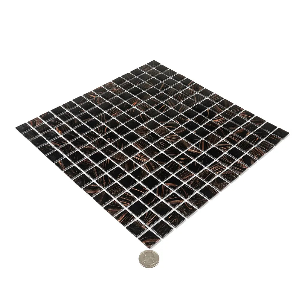Espresso Shimmer Mixed Squares Glass Pool Tile | Tile Club