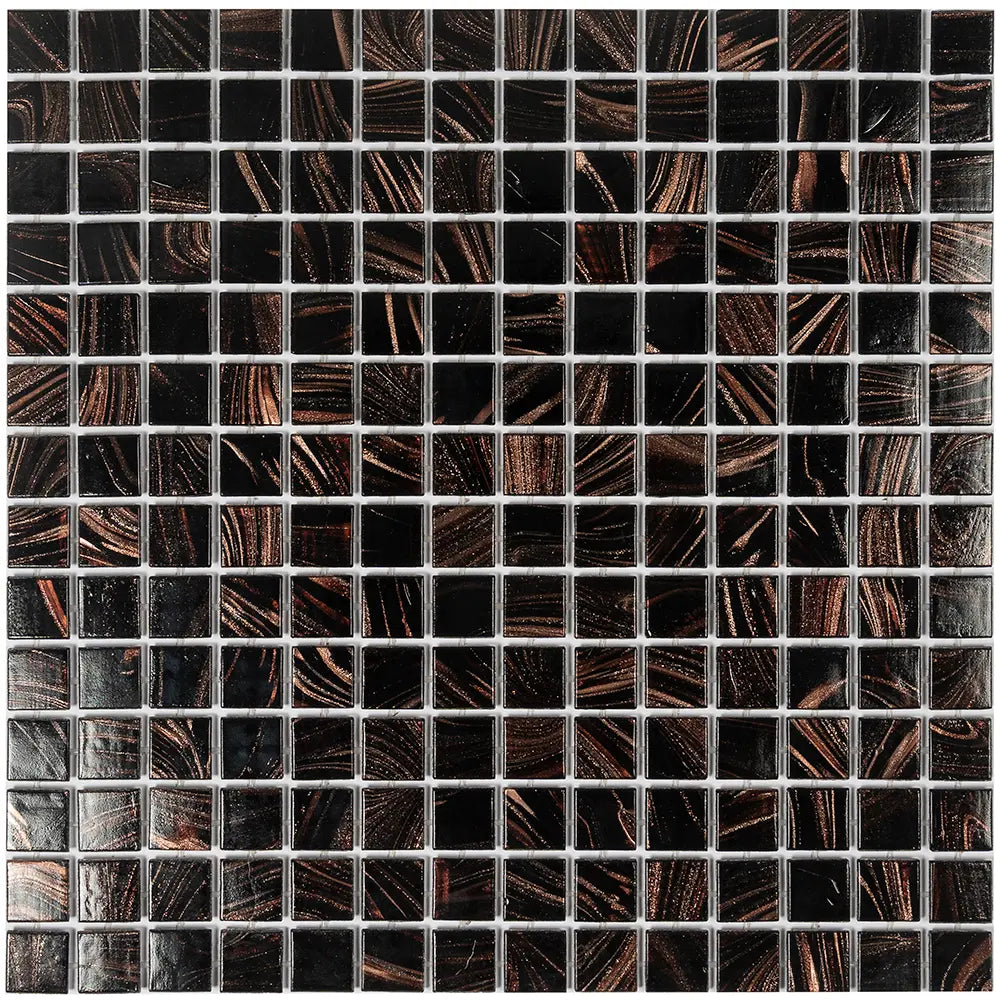 Espresso Shimmer Mixed Squares Glass Pool Tile | Tile Club