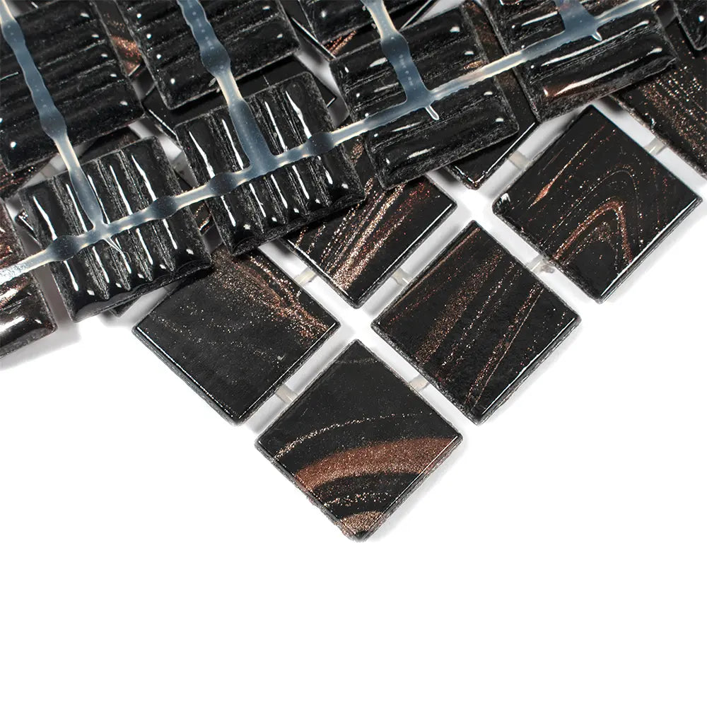 Espresso Shimmer Mixed Squares Glass Pool Tile | Tile Club