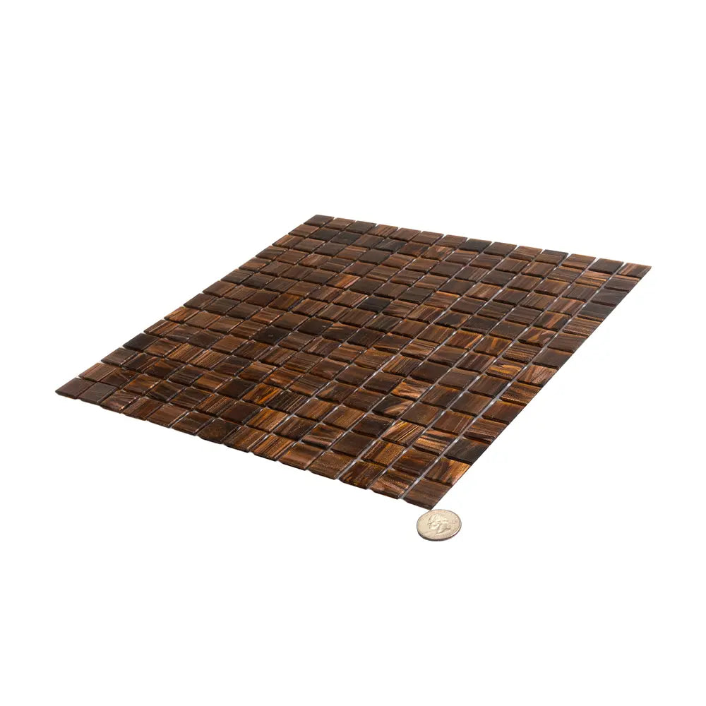 Amber Shimmer Mixed Squares Glass Pool Tile | Tile Club