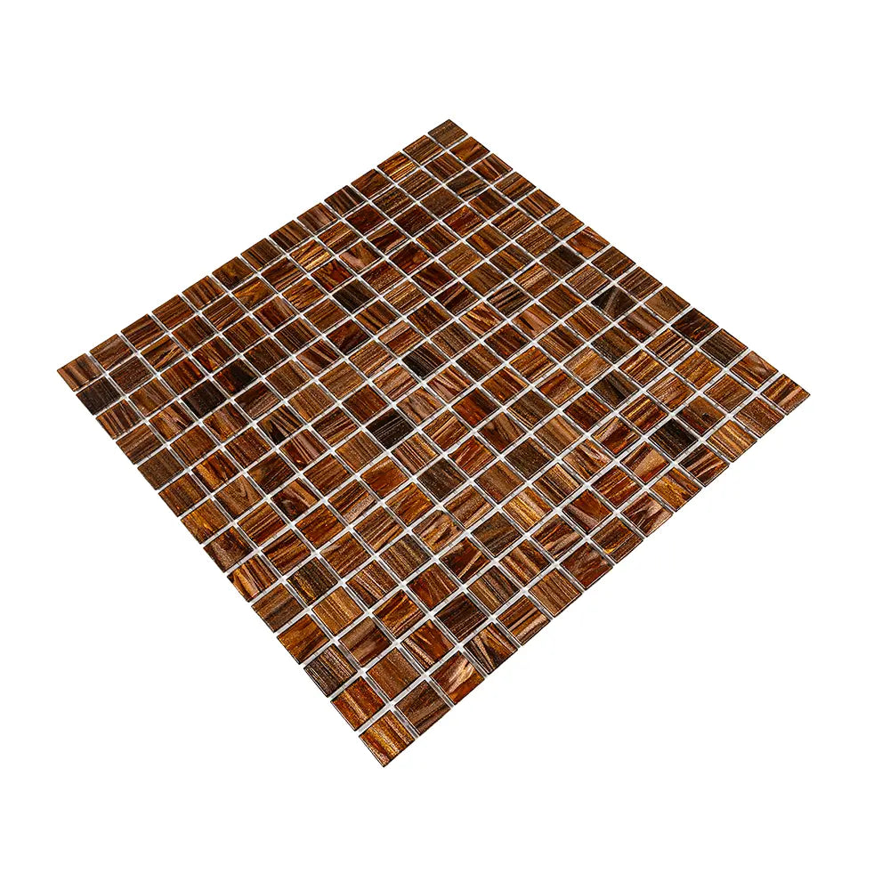 Amber Shimmer Mixed Squares Glass Pool Tile | Tile Club