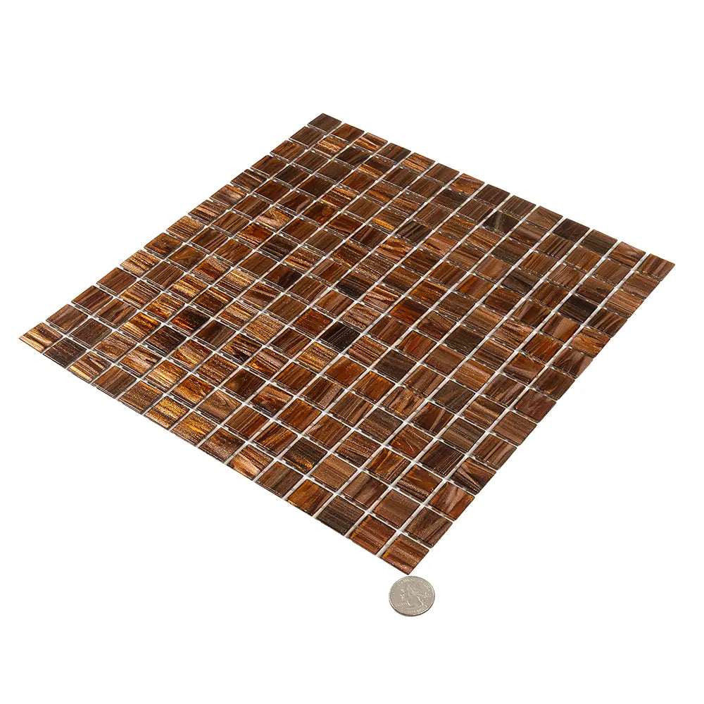 Amber Shimmer Mixed Squares Glass Pool Tile | Tile Club