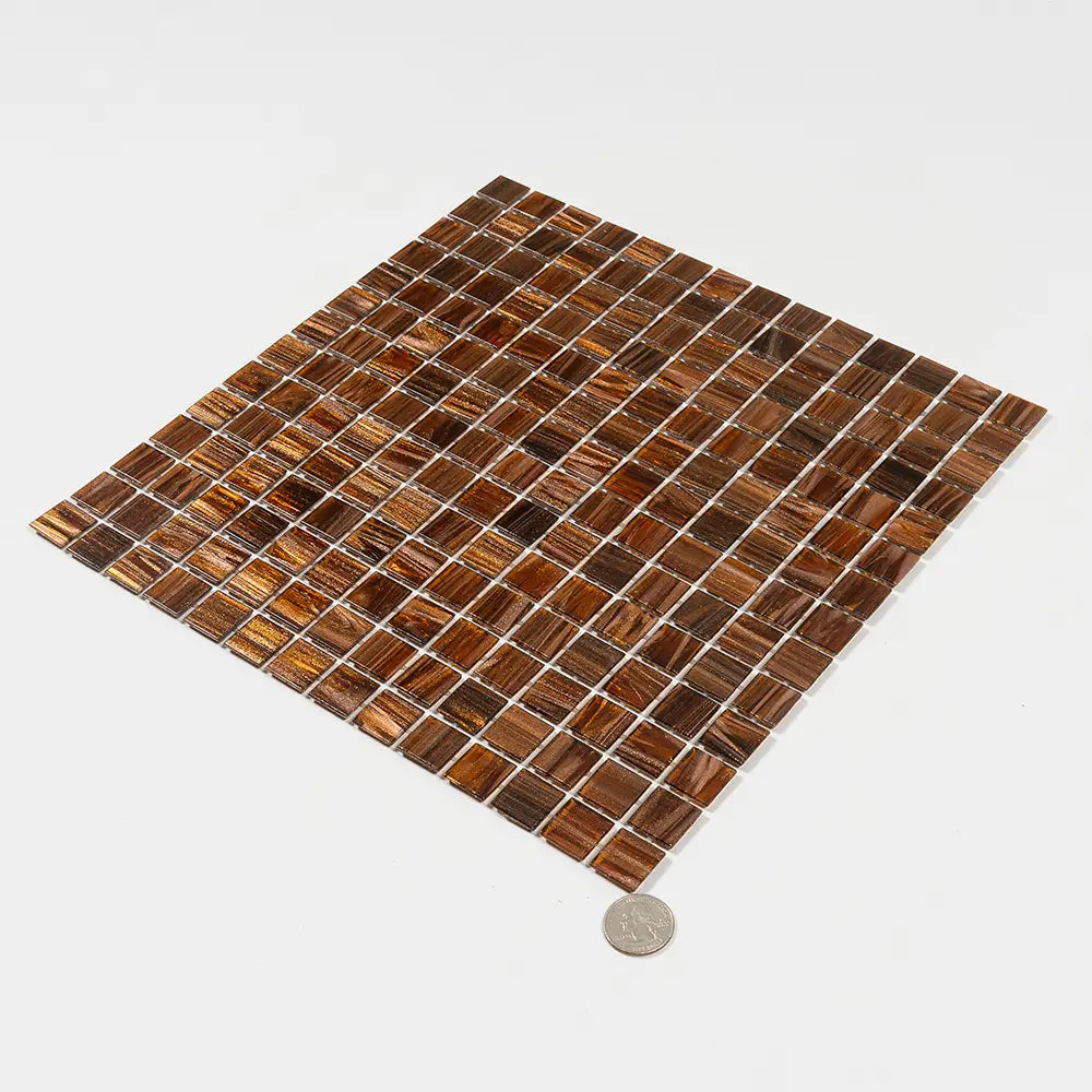Amber Shimmer Mixed Squares Glass Pool Tile | Tile Club