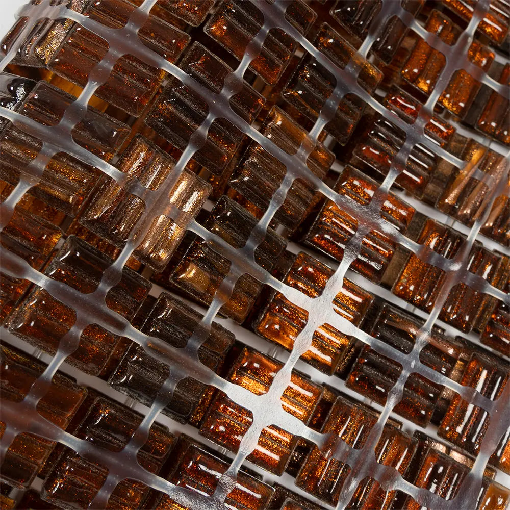 Amber Shimmer Mixed Squares Glass Pool Tile | Tile Club