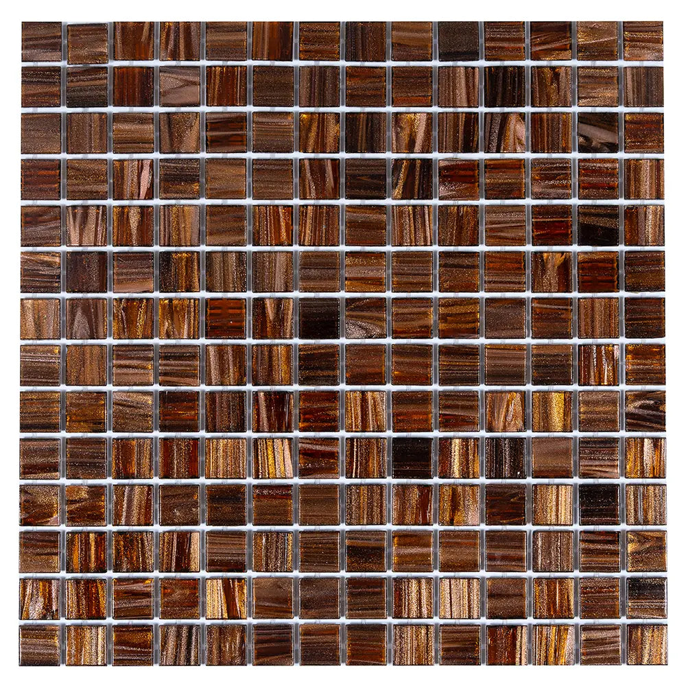 Amber Shimmer Mixed Squares Glass Pool Tile | Tile Club