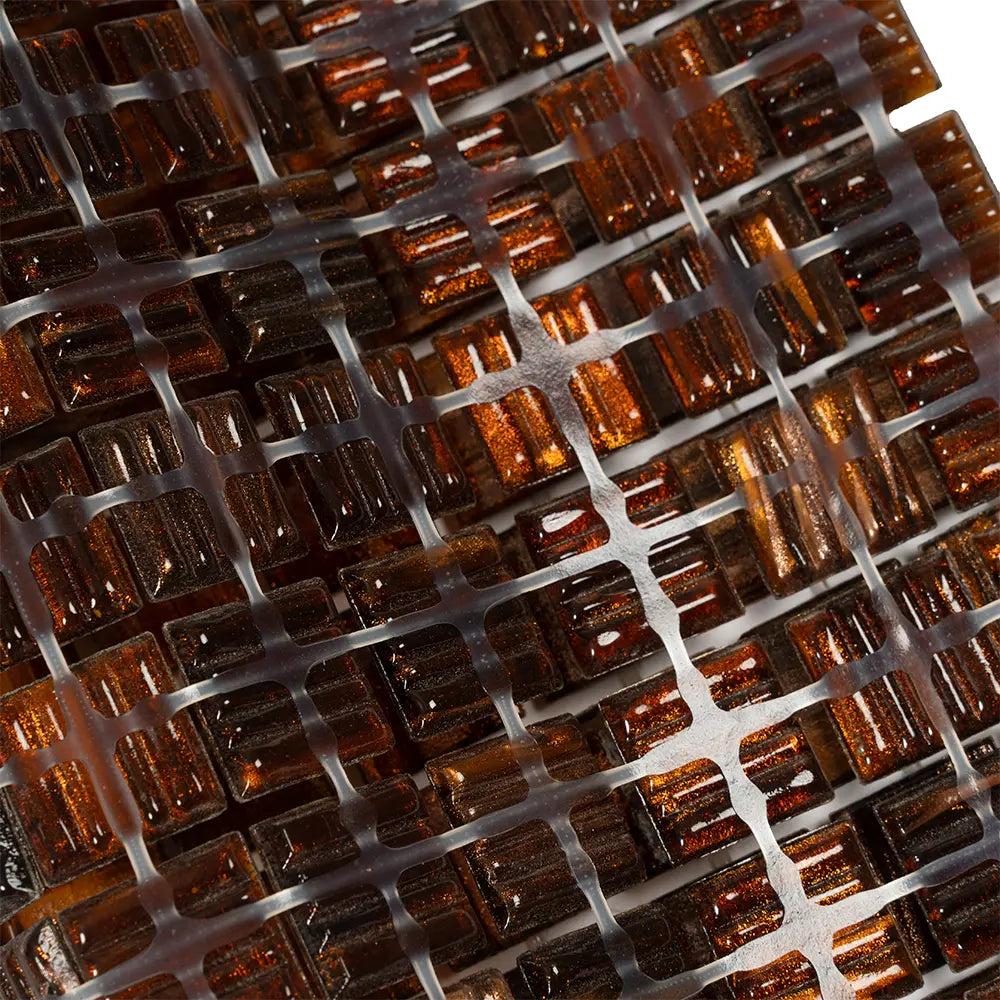 Amber Shimmer Mixed Squares Glass Pool Tile | Tile Club