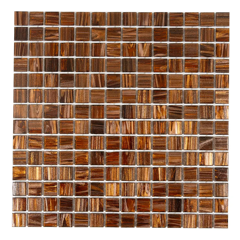 Amber Shimmer Mixed Squares Glass Pool Tile | Tile Club