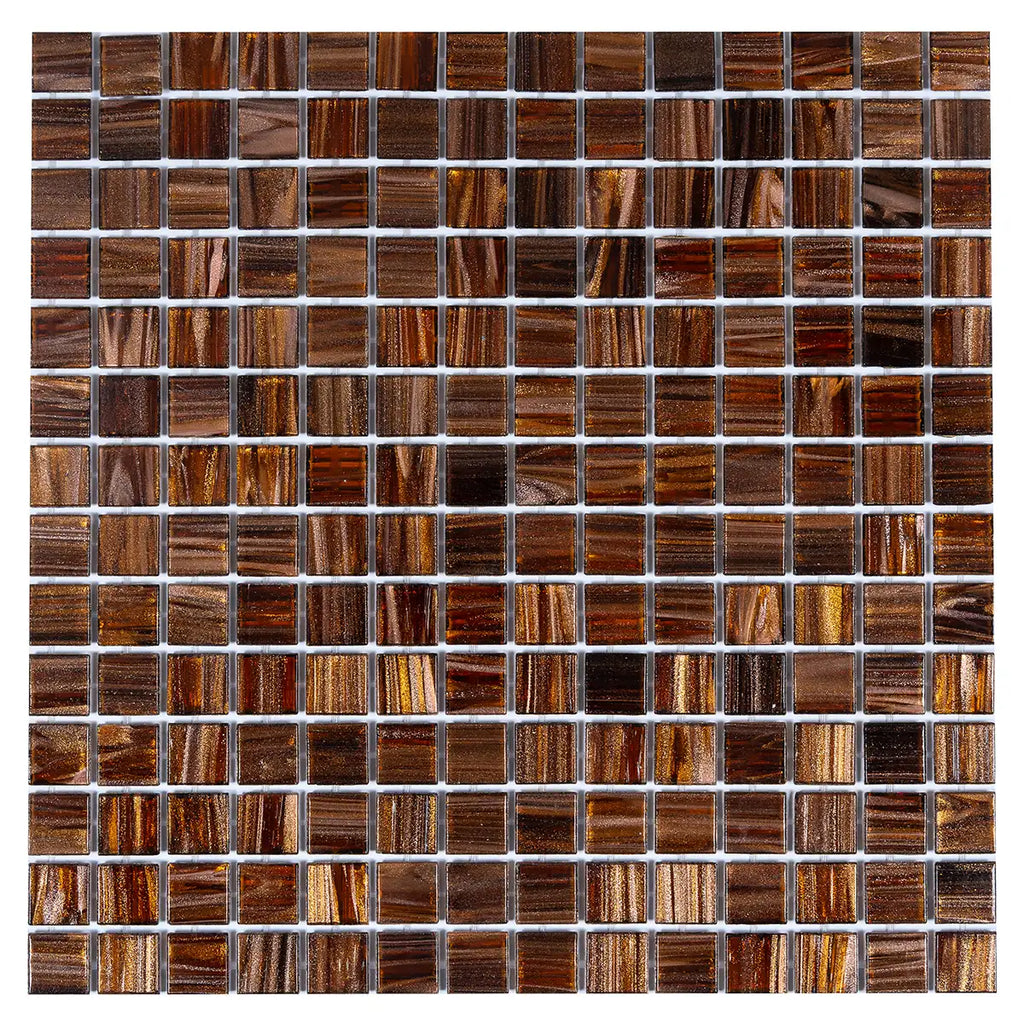 Amber Shimmer Mixed Squares Glass Pool Tile | Tile Club