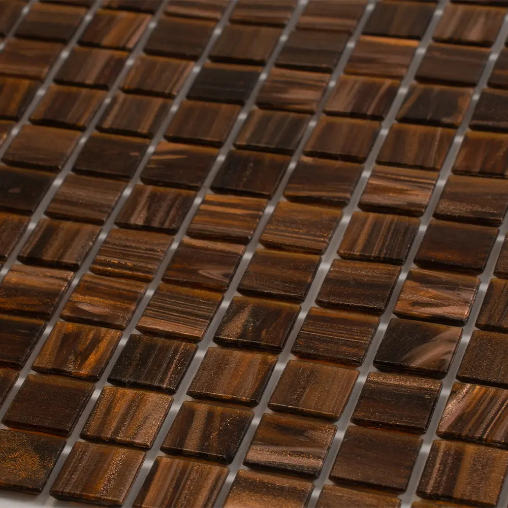 Amber Shimmer Mixed Squares Glass Pool Tile | Tile Club