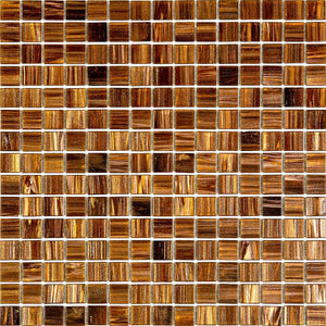 Amber Shimmer Mixed Squares Glass Pool Tile Sample
