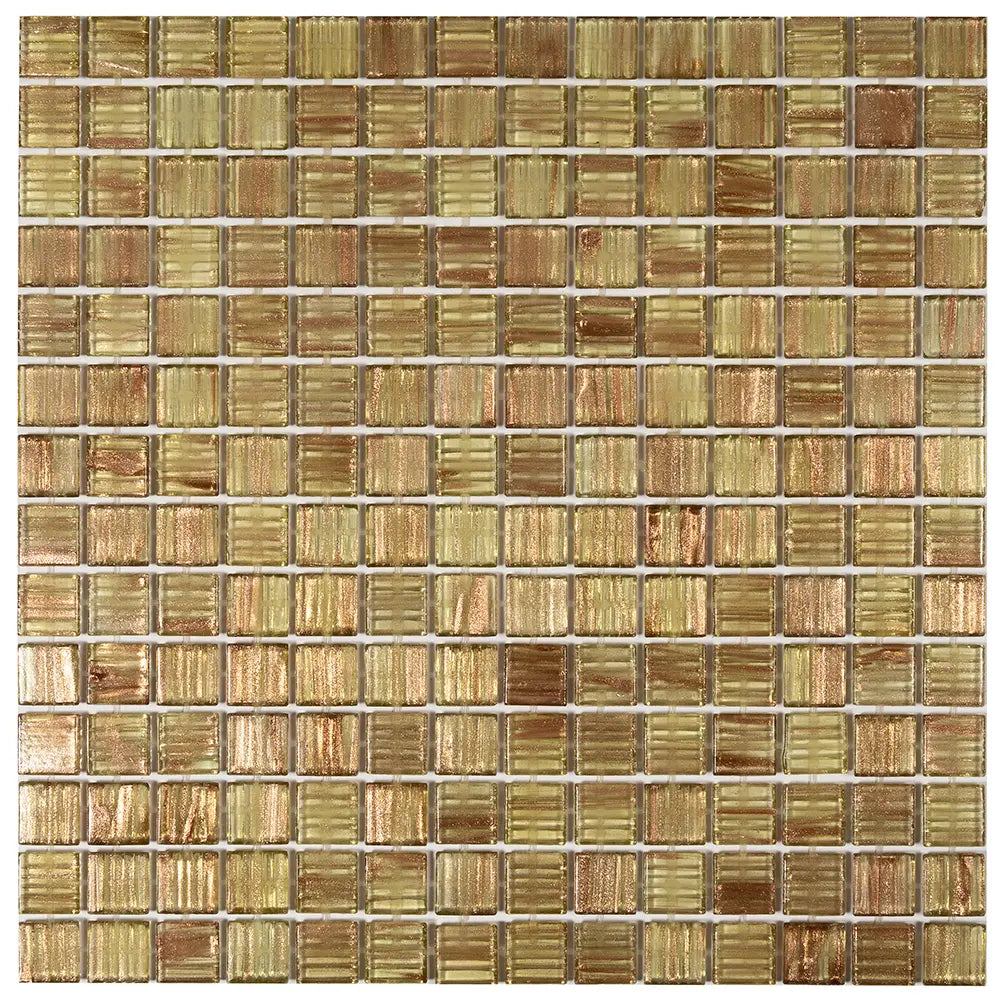 Gold and Tan Shimmer Mixed Squares Glass Pool Tile | Tile Club