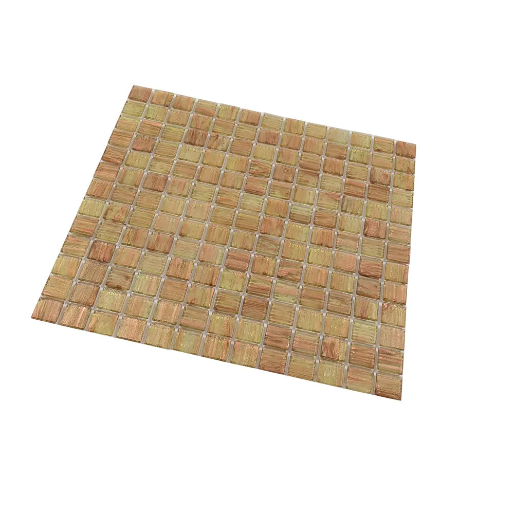 Gold and Tan Shimmer Mixed Squares Glass Pool Tile | Tile Club