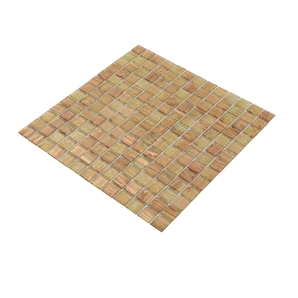 Gold and Tan Shimmer Mixed Squares Glass Pool Tile | Tile Club
